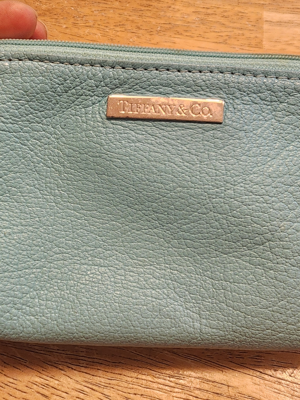 Tiffany & Co. Women's Leather Zip Pouch in Tiffany Blue